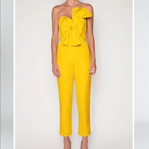 Alexia Maria Silk Faille Twisted Bow Jumpsuit